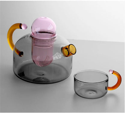 Neo Tokyo Teapot and Mug Set Modern Neon Glass Design NaLani
