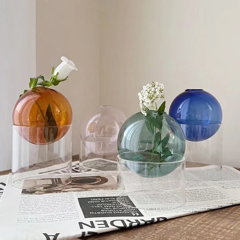 Nordic Minimalist Hydroponic Glass Vase for Bouquets NALANI