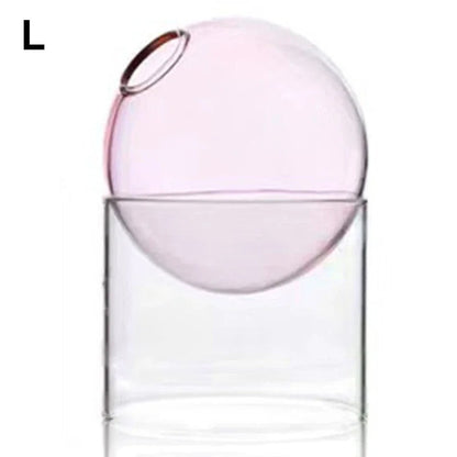 Nordic Minimalist Hydroponic Glass Vase for Bouquets Pink L NALANI