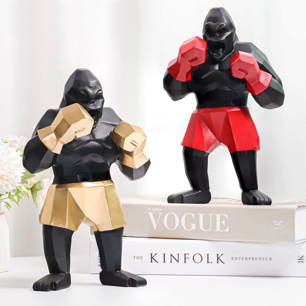 Geometric Gorilla Boxer Sculpture Unique Home Decor Accent Piece NaLani
