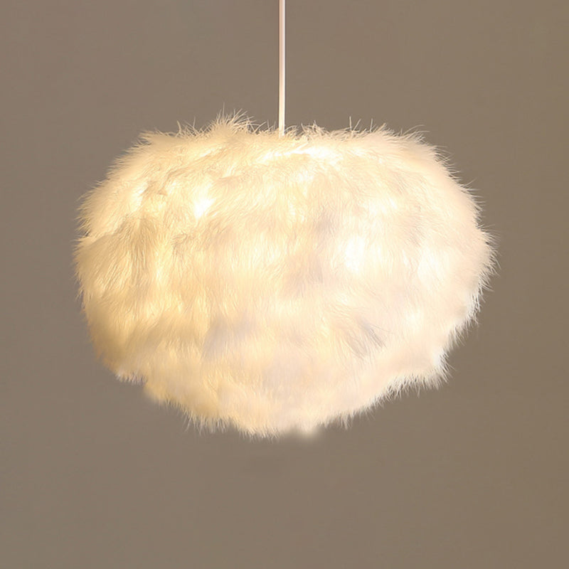 Feather Chandelier Spherical Modern Dining Room Light White White NALANI