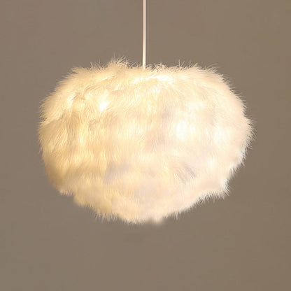 Feather Chandelier Spherical Modern Dining Room Light White White NALANI