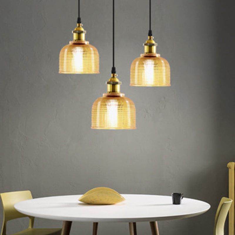 Industrial Ribbed Glass Bell Pendant Light For Dining Room NALANI