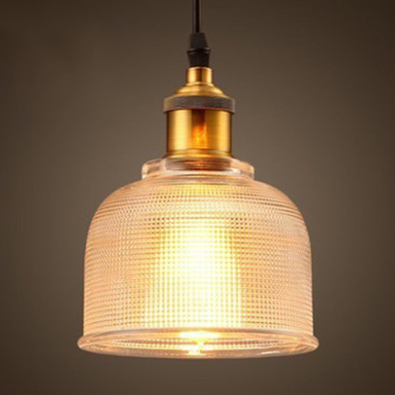 Industrial Ribbed Glass Bell Pendant Light For Dining Room NALANI
