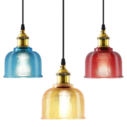 Industrial Ribbed Glass Bell Pendant Light For Dining Room NALANI