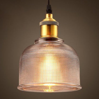 Industrial Ribbed Glass Bell Pendant Light For Dining Room Smoke Gray NALANI