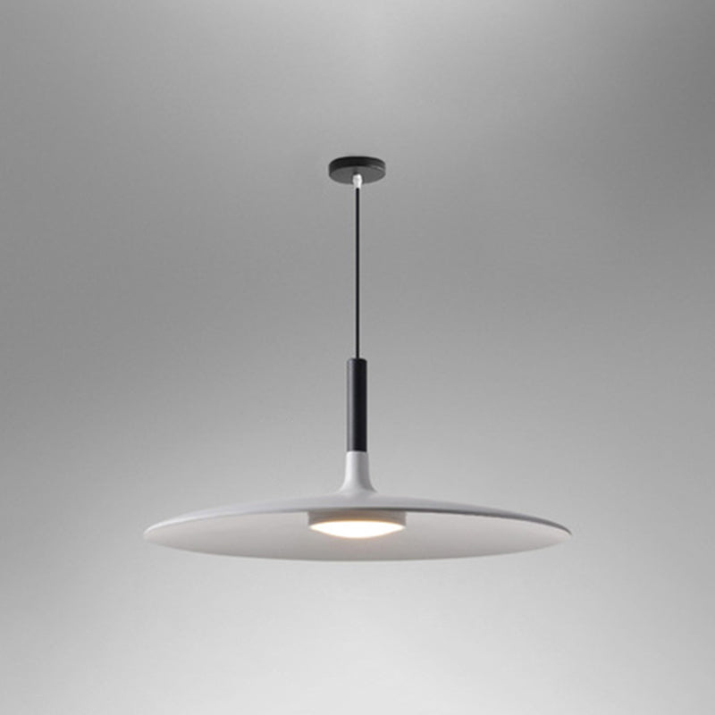 Flying Saucer LED Pendant Light Modern Minimalist Metal White 14" NALANI