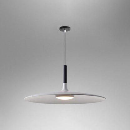 Flying Saucer LED Pendant Light Modern Minimalist Metal White 18" NALANI