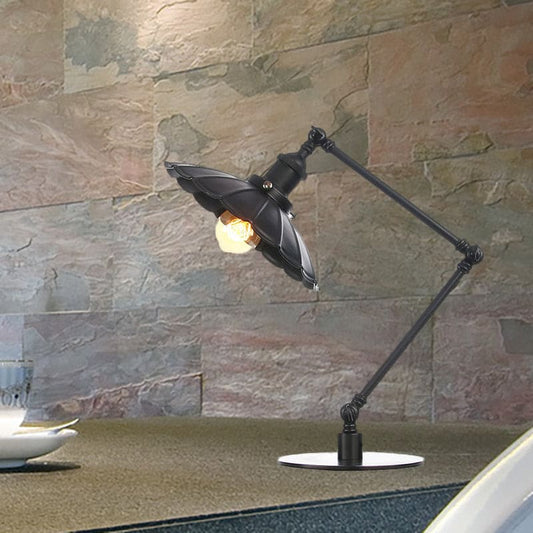 Adjustable Vintage Lamp with Sculpted Metal Shade for Retro Decor Black A NALANI