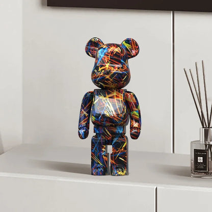 Graffiti Bear Figurine 10 Inch Abstract Animal Home Decor Storage Jar Pastelpuff NaLani