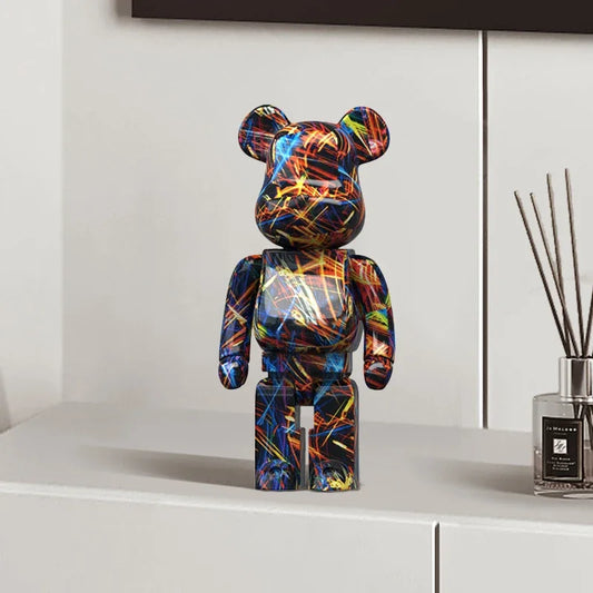 Graffiti Bear Figurine 10 Inch Abstract Animal Home Decor Storage Jar Pastelpuff NaLani