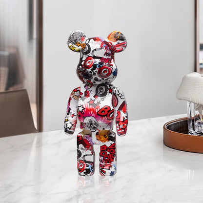 Graffiti Bear Figurine 10 Inch Abstract Animal Home Decor Storage Jar Artclaw NaLani