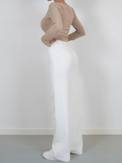 Nalani | Women's High-Waisted Wide-Leg Trousers - Tailored Fit - Full Length - Elegant & Versatile