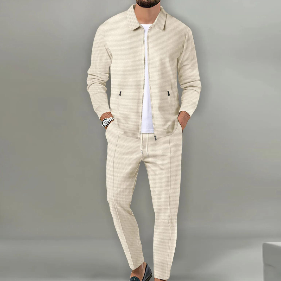 Men's Tracksuit Set - 2-Piece Zip Jacket and Slim Trousers