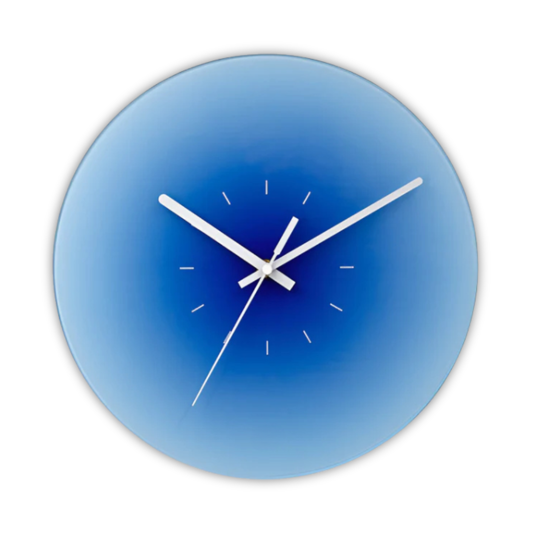 Stunning Glass Wall Clock Design For Modern Living Rooms Blue Without numbers NALANI