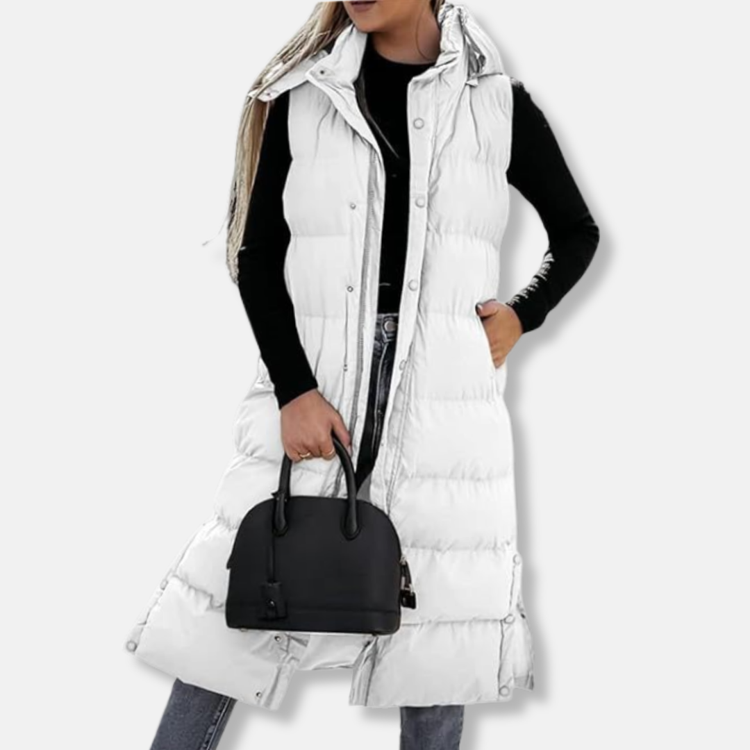 Longline Puffer Vest For Women Warm Winter Layering Outerwear