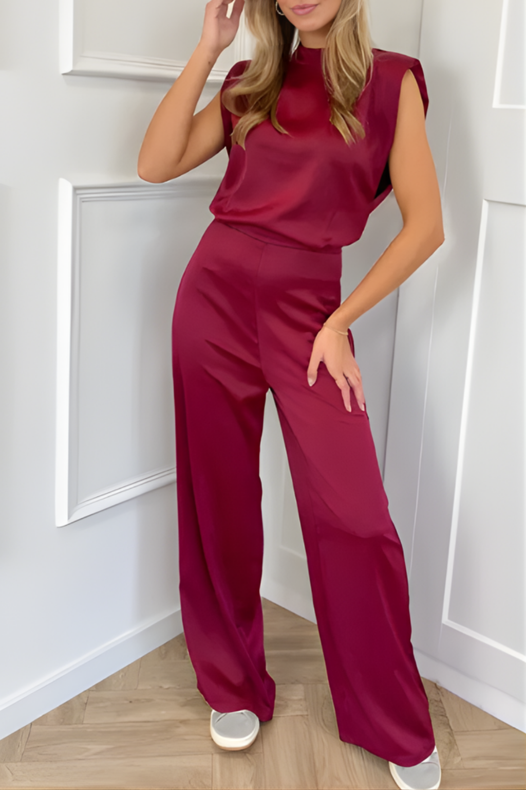 Elegant Sleeveless Jumpsuit High Neck Wide Leg For Formal Events