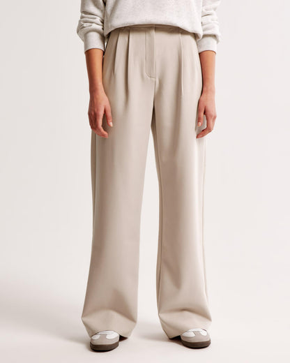 High Waist Pleated Leg Trousers With Tailored Fit For Women