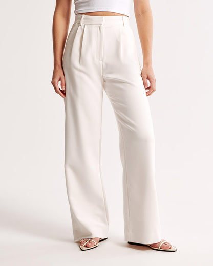 High Waist Pleated Leg Trousers With Tailored Fit For Women