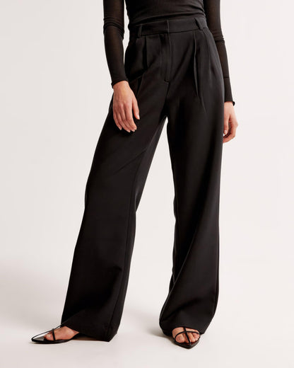 High Waist Pleated Leg Trousers With Tailored Fit For Women