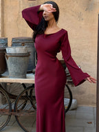 Women’s Long Sleeve Dress | Maxi With Clean Lines And Sleek Silhouette For Day To Night Wear, Effortless Maxi