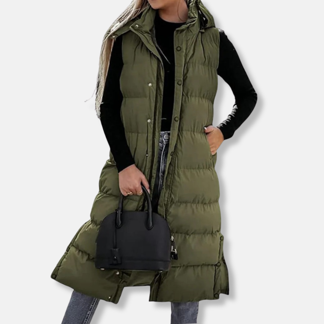 Longline Puffer Vest For Women Warm Winter Layering Outerwear