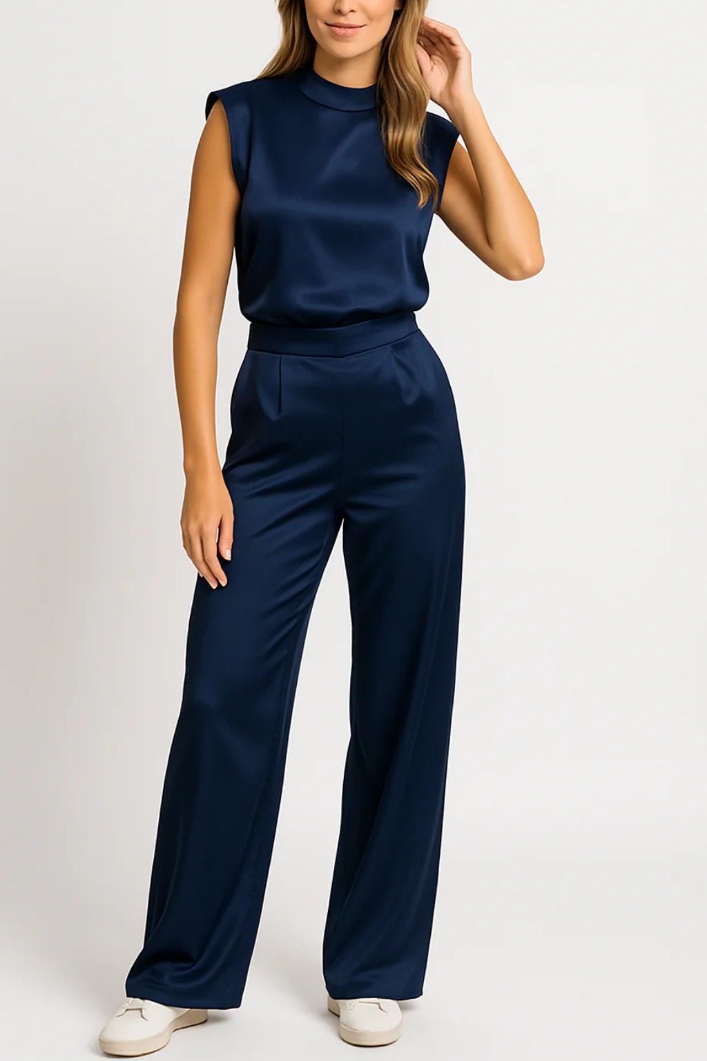 Elegant Sleeveless Jumpsuit High Neck Wide Leg For Formal Events