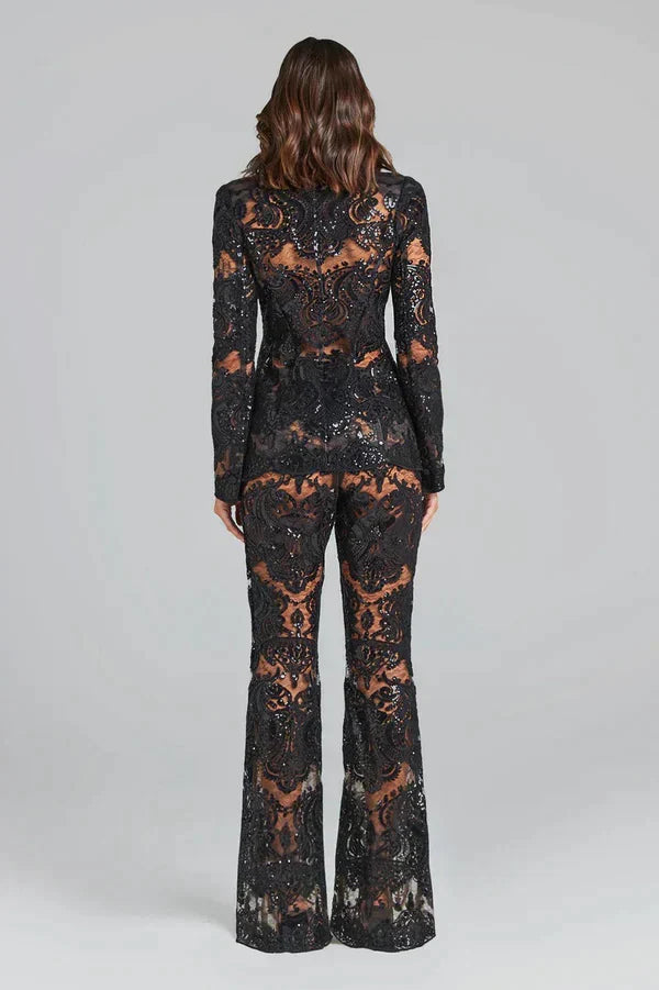 Women’s Two-Piece Set With Blazer And Trousers | Sequin Detail Chic For Evening Wear And Formal Events