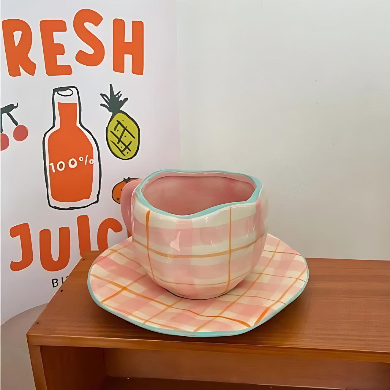 Handmade Mug and Saucer Set with Unique Artistic Designs NaLani