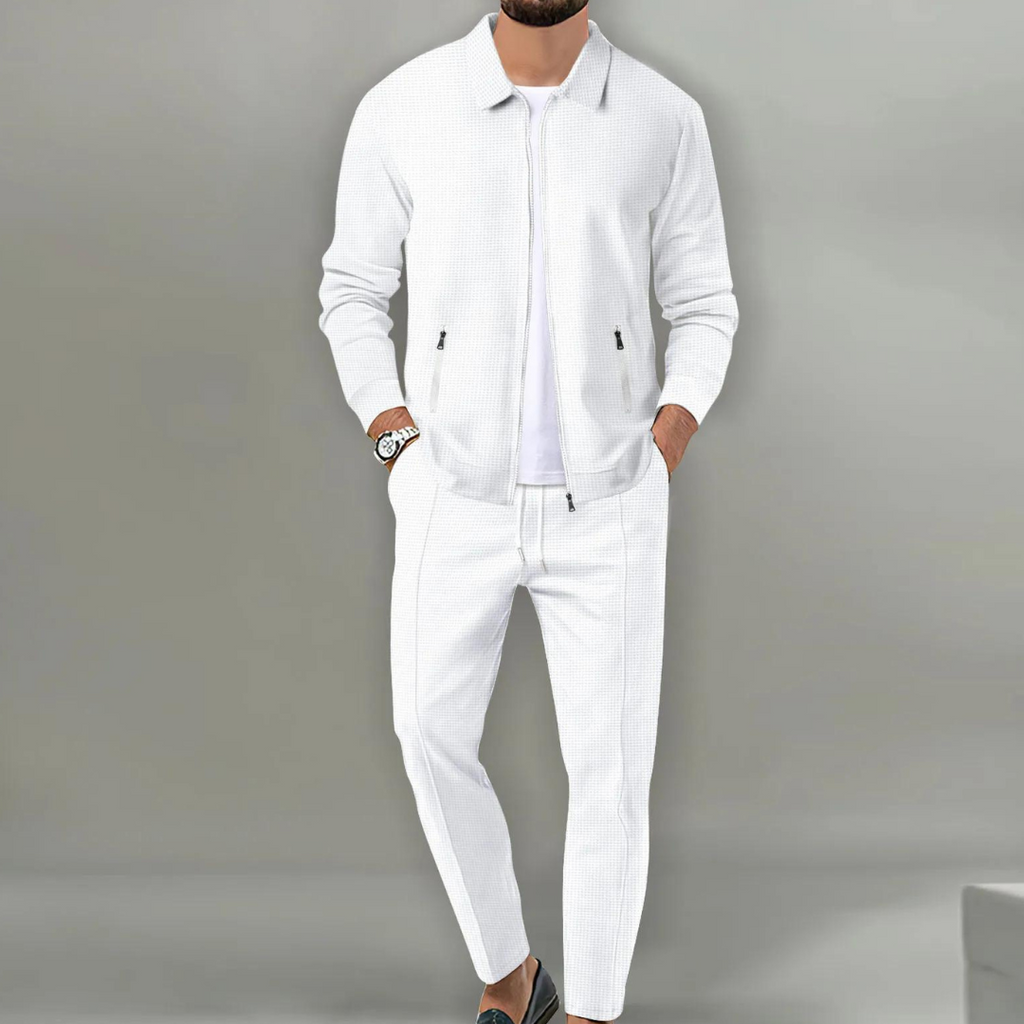 Men's Tracksuit Set - 2-Piece Zip Jacket and Slim Trousers