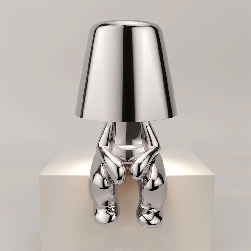 Unique Thinker Lamp Decor for Stylish Home Accent or Gift Silver - When NaLani