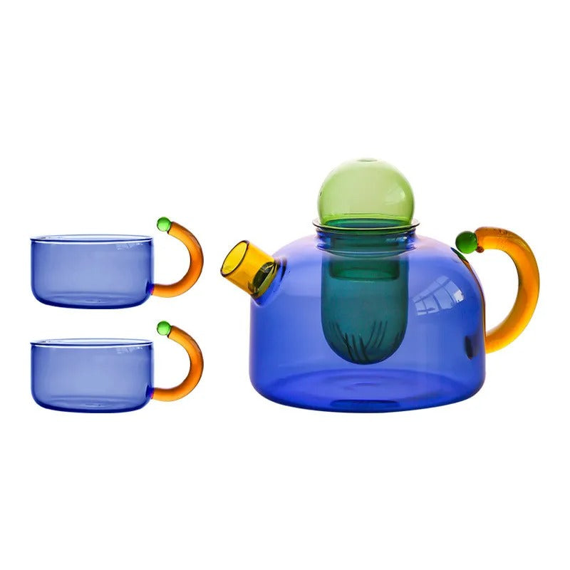 Neo Tokyo Teapot and Mug Set Modern Neon Glass Design NaLani