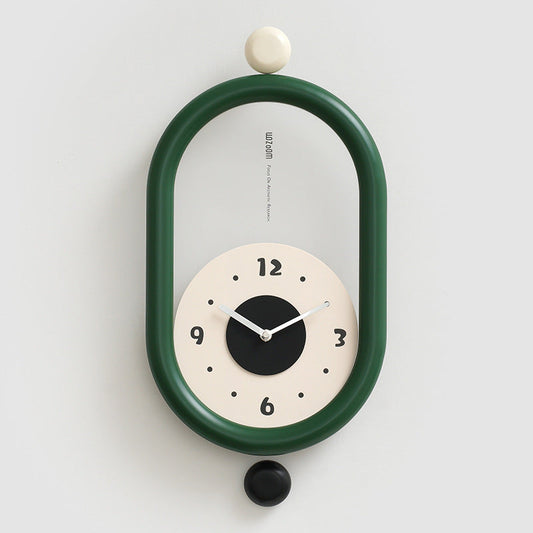 3D Artistic Long Pendulum Clock for Living Room Green NALANI