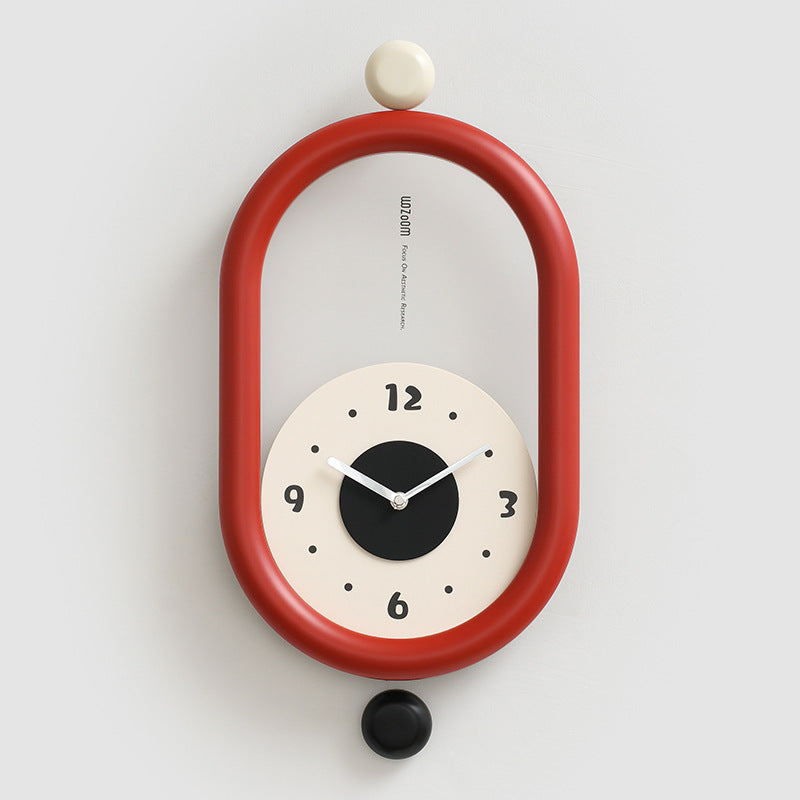 3D Artistic Long Pendulum Clock for Living Room Red NALANI