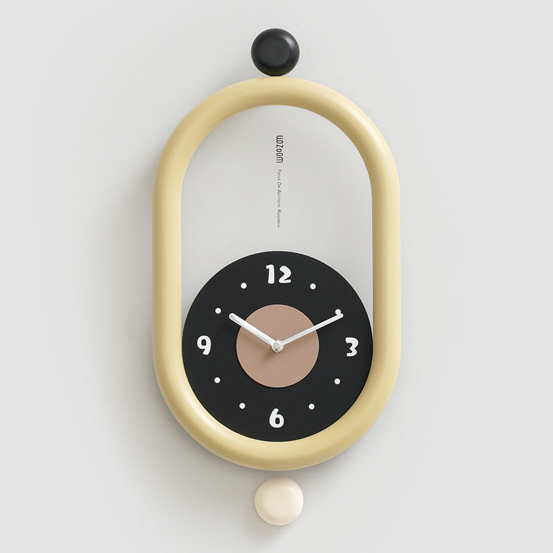 3D Artistic Long Pendulum Clock for Living Room Yellow NALANI