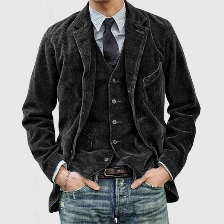 Marbo | Mens Vintage Cuffed Velvet Jacket For Classic Style