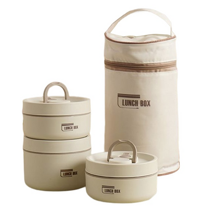Multi Layer Insulated Lunch Box With Free Carry Bag White 2x Small + Large NALANI