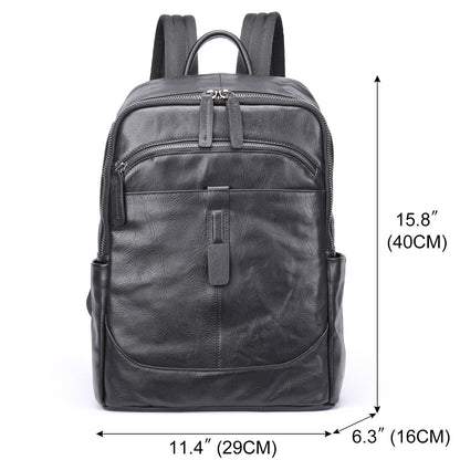 Leather Laptop Backpack 15.6 Inch For Business Travel-Handtassen-NaLani