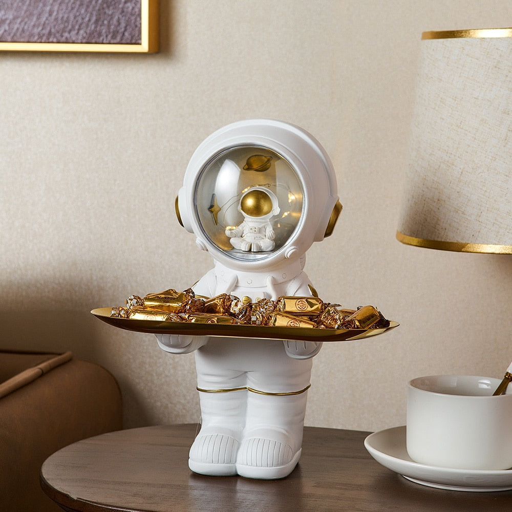 Unique Astronaut Storage Tray for Home Decor and Gift Idea White NaLani