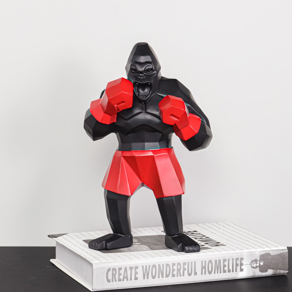Geometric Gorilla Boxer Sculpture Unique Home Decor Accent Piece NaLani