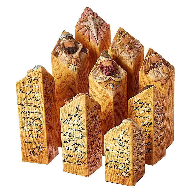Elegant Christmas Nativity Pillar Figures Set of 9 for Decor NaLani