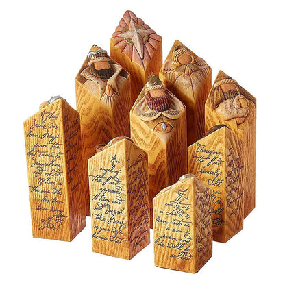 Elegant Christmas Nativity Pillar Figures Set of 9 for Decor NaLani