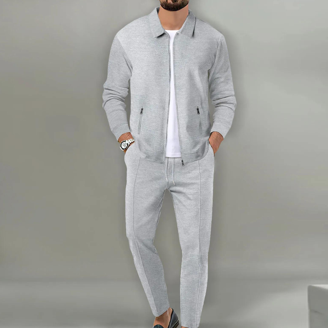 Men's Tracksuit Set - 2-Piece Zip Jacket and Slim Trousers