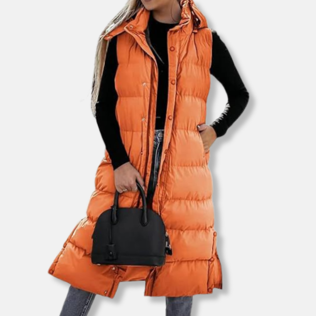 Longline Puffer Vest For Women Warm Winter Layering Outerwear