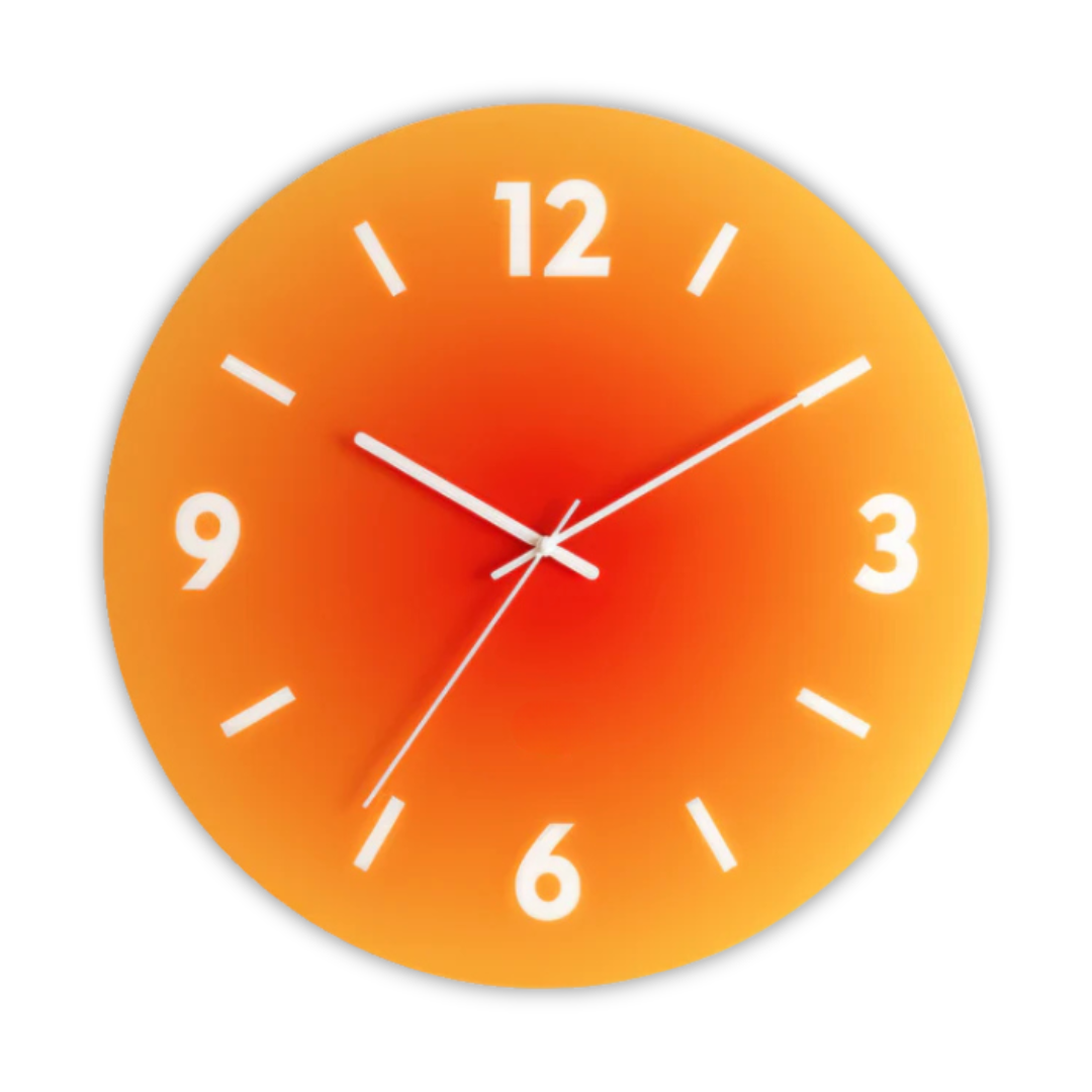Stunning Glass Wall Clock Design For Modern Living Rooms Orange With numbers NALANI