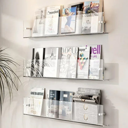 Wall Mounted PVC Shelves For Books And Magazines Storage Transparent NALANI