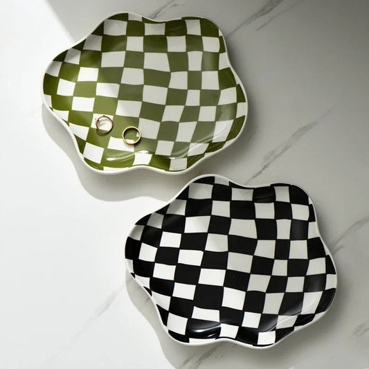 Retro Checkered Tray For Picnic And Home Decor Atmosphere NALANI