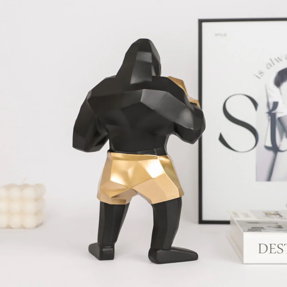 Geometric Gorilla Boxer Sculpture Unique Home Decor Accent Piece NaLani