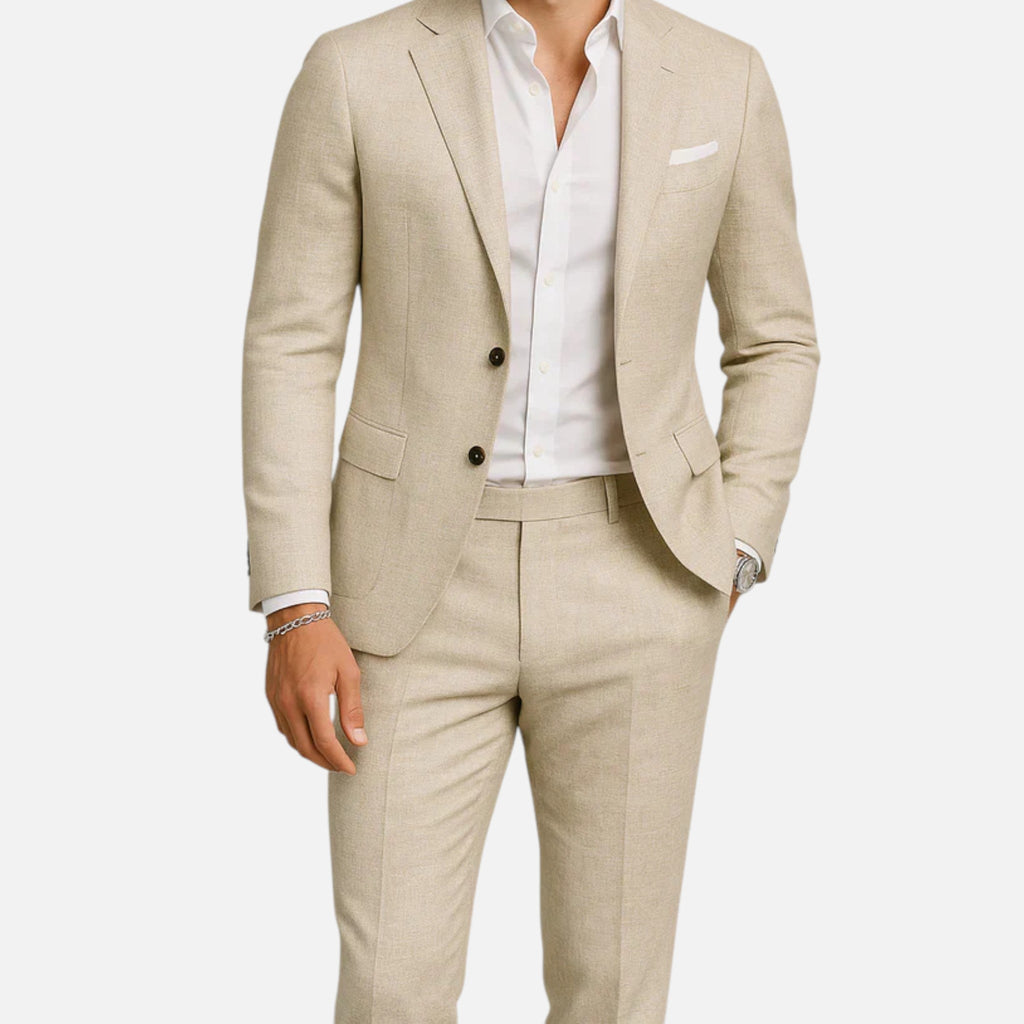 Men's Linen Suit - 2-Piece Classic Summer Casual Suit