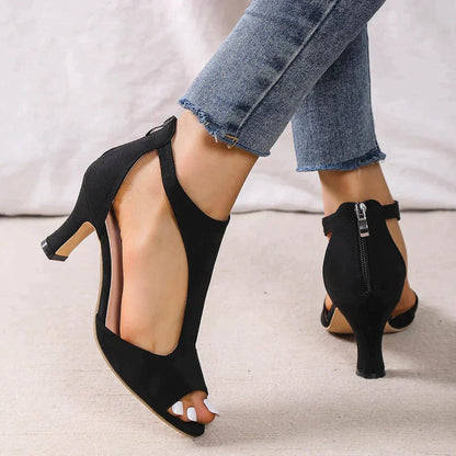 Chic Cutout Peep Toe Heeled Sandals For Women Everyday